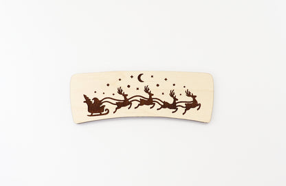 Santa's sleigh Christmas Hair clip blanks, wood blanks