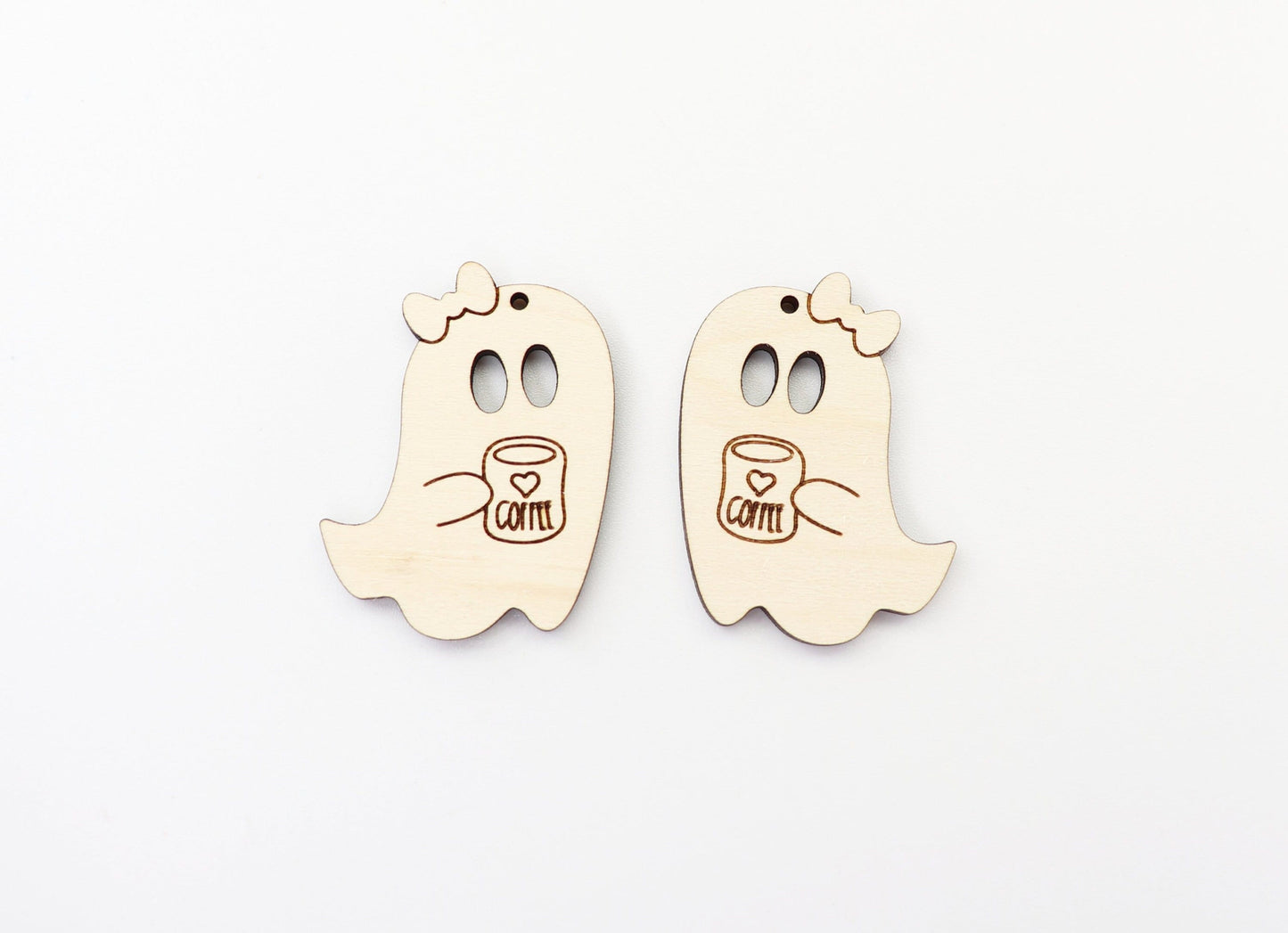 Ghost with coffee earring blanks, earring blanks