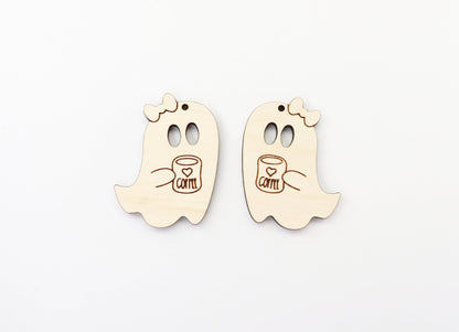 Ghost with coffee earring blanks, earring blanks