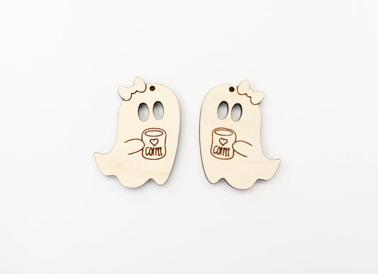 Ghost with coffee earring blanks, earring blanks