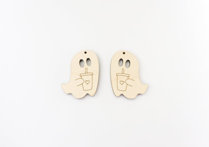 Ghost with cup earring blanks, earring blanks