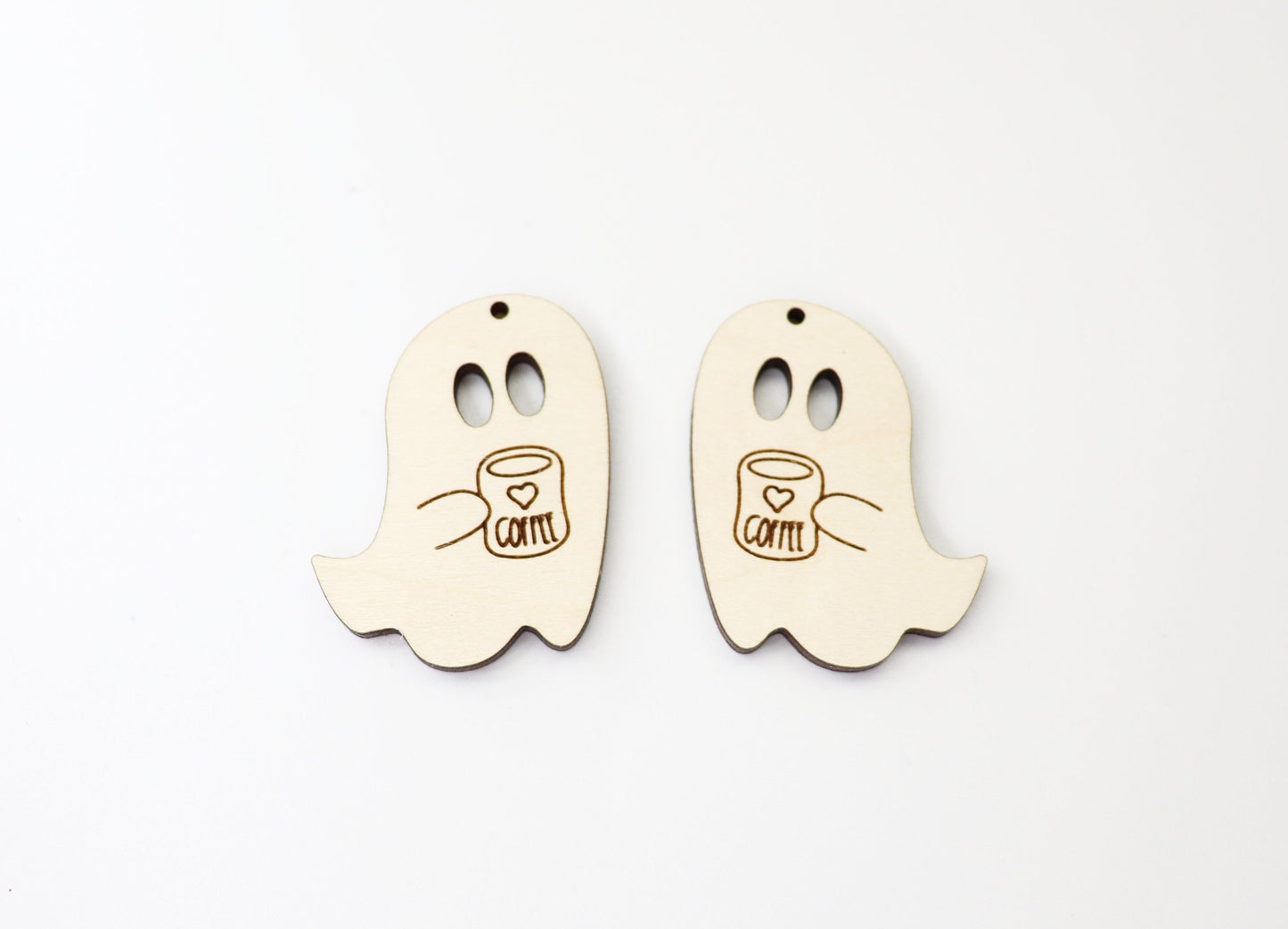 Ghost with coffee earring blanks, earring blanks