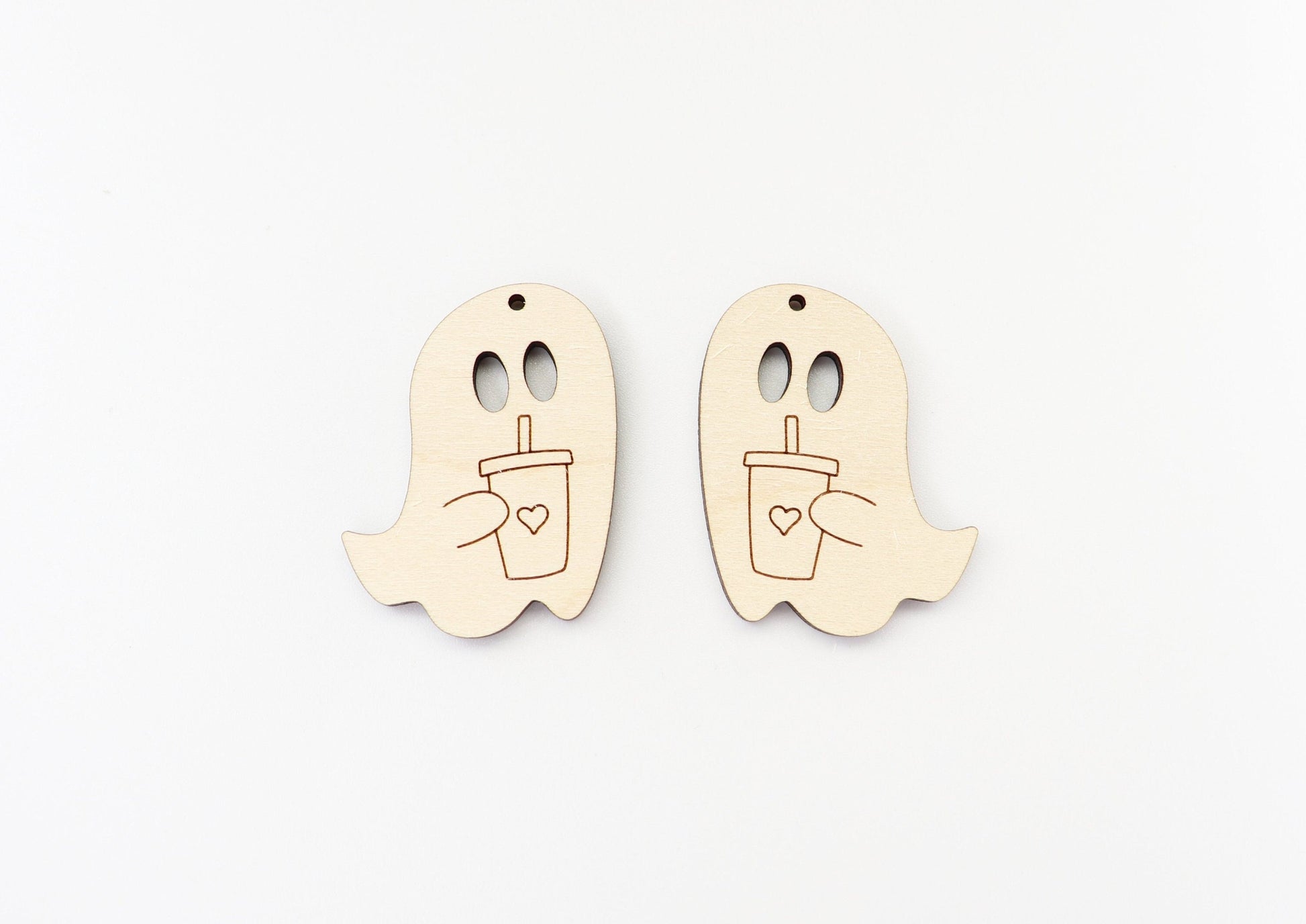 Ghost with cup earring blanks, earring blanks