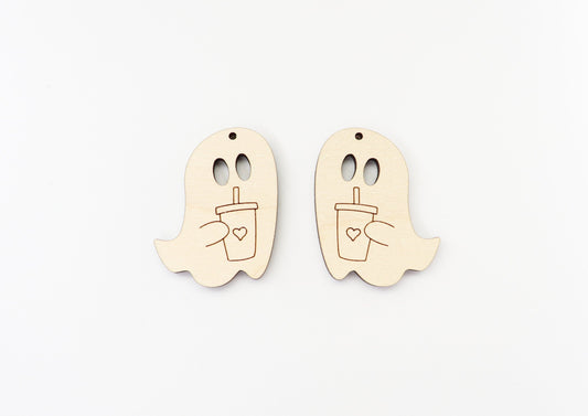 Ghost with cup earring blanks, earring blanks