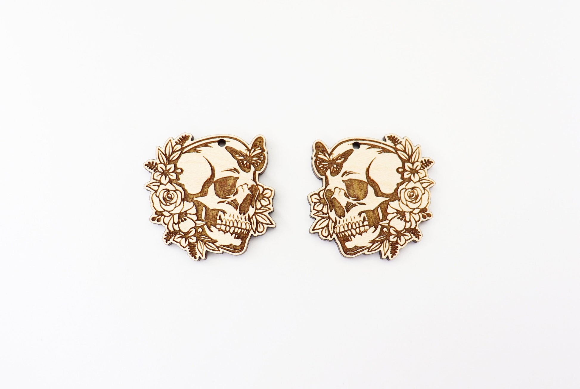 Floral skull earrings, earring blanks