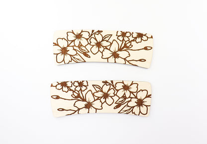 Cherry blossom Hair clip blanks, wood blanks, laser cut blanks