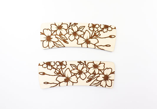 Cherry blossom Hair clip blanks, wood blanks, laser cut blanks