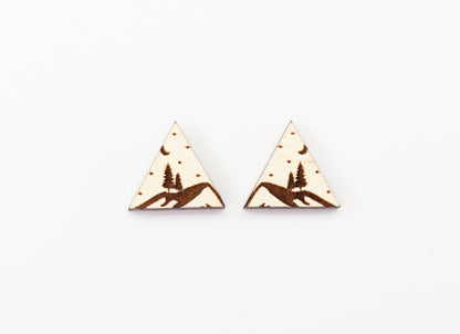 Mountain stud Earring blanks, DIY earrings, wood studs