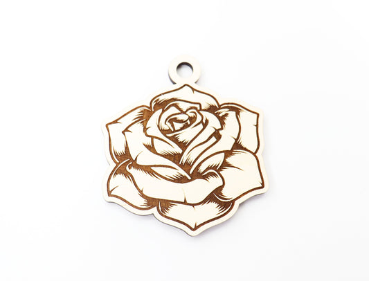 Rose car charm, wood blanks, car charm blanks