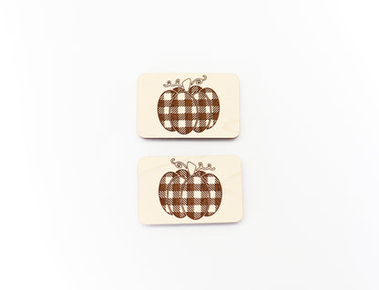 2 Inch plaid Pumpkin Hair clip blanks, wood blanks, laser cut blanks