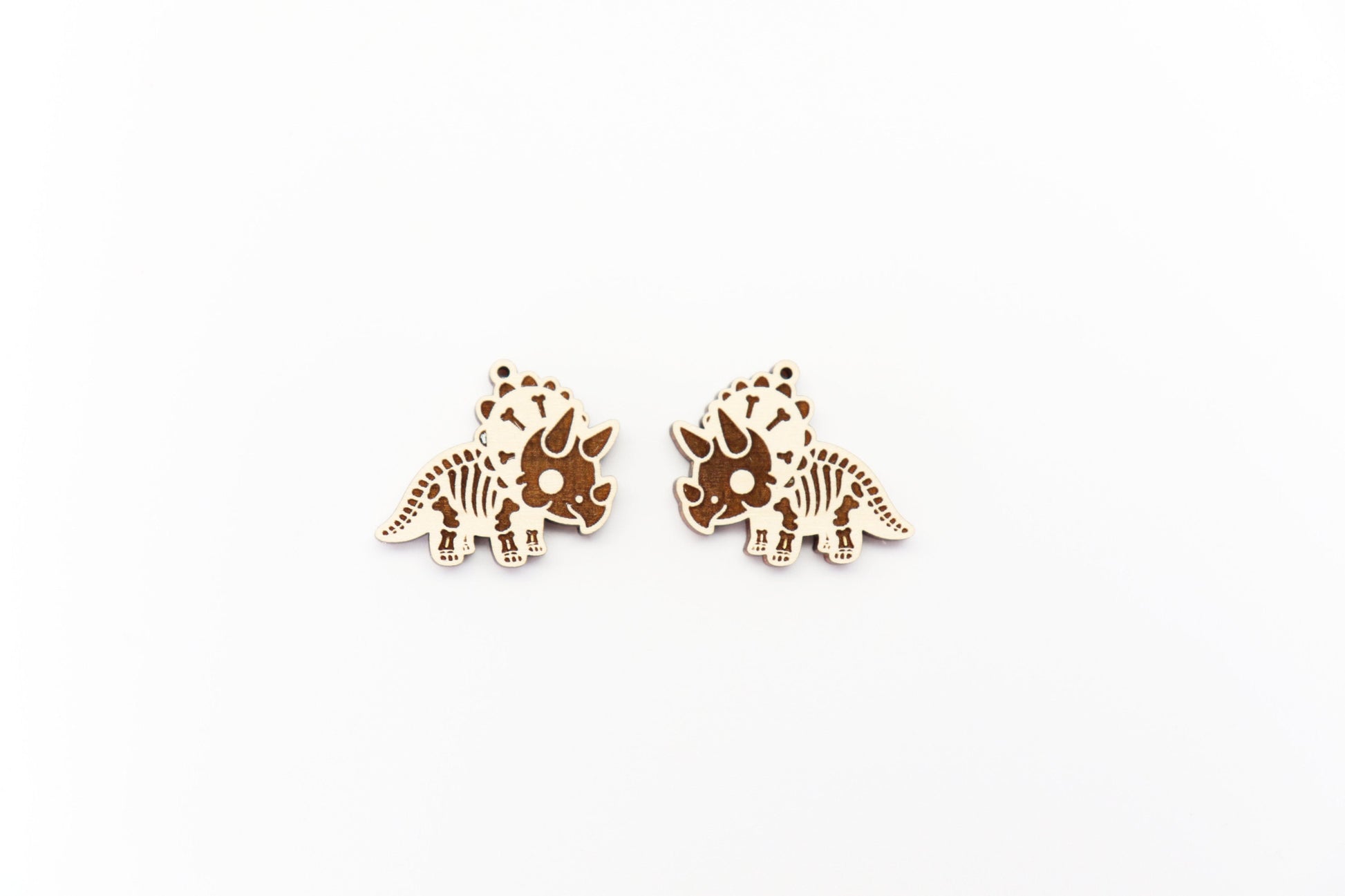 Dinosaur skeleton earrings, wood earring blanks