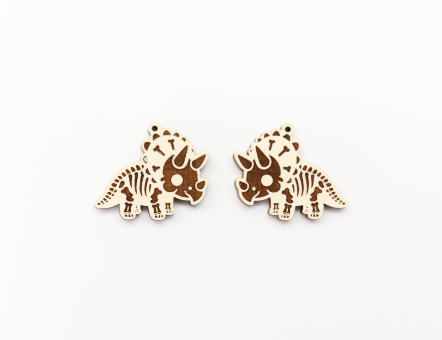 Dinosaur skeleton earrings, wood earring blanks