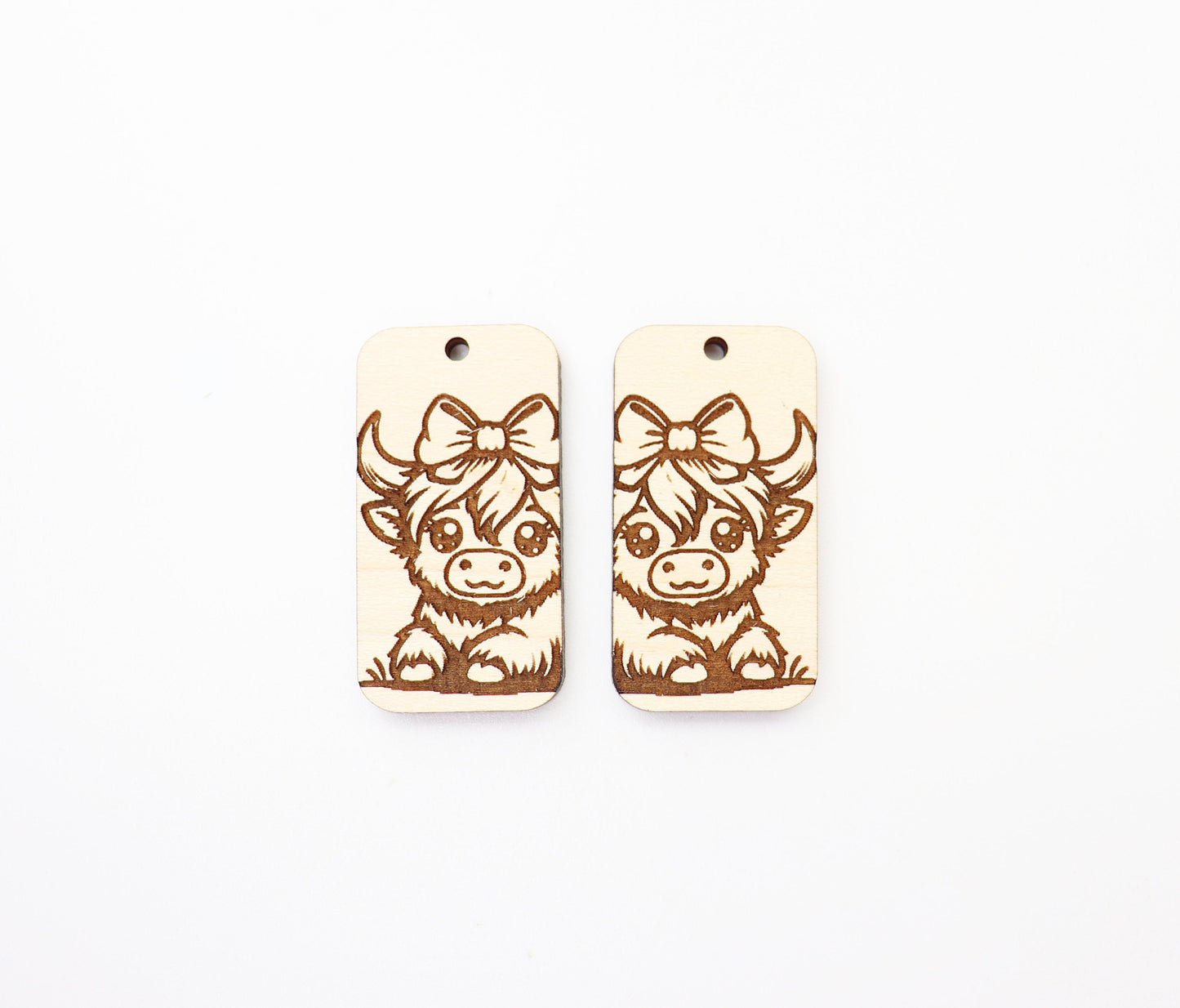 Highland cow earrings, wood earring blanks