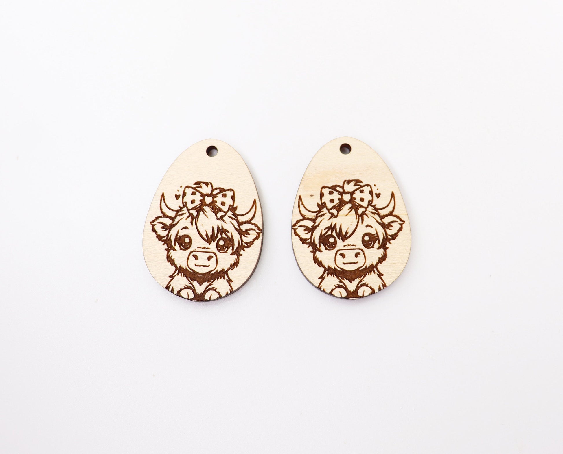 Highland cow earrings, wood earring blanks