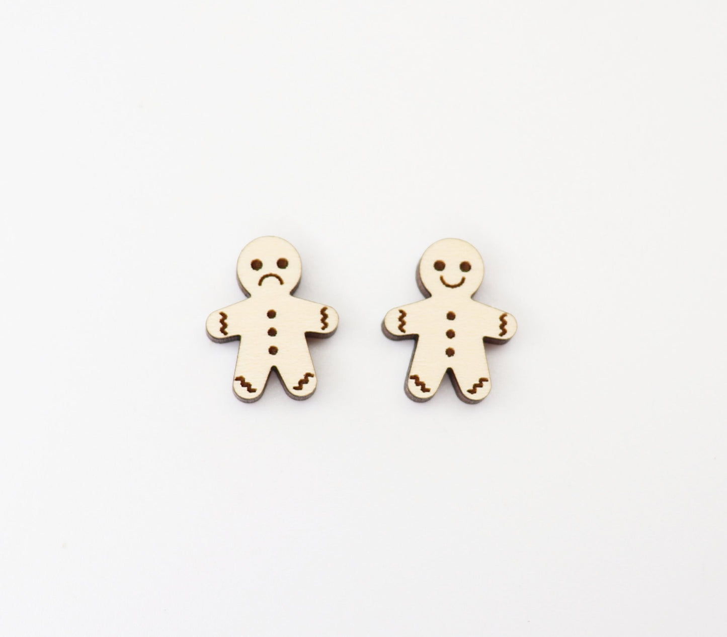 Gingerbread men earring blanks, Gingerbread studs