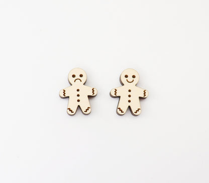 Gingerbread men earring blanks, Gingerbread studs