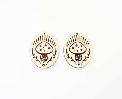 Mushroom earrings, wood earring blanks