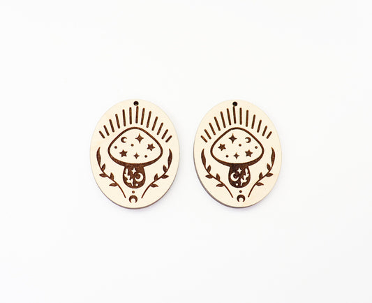 Mushroom earrings, wood earring blanks