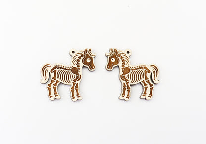 Skeleton Horse earring blanks, wood earring blanks