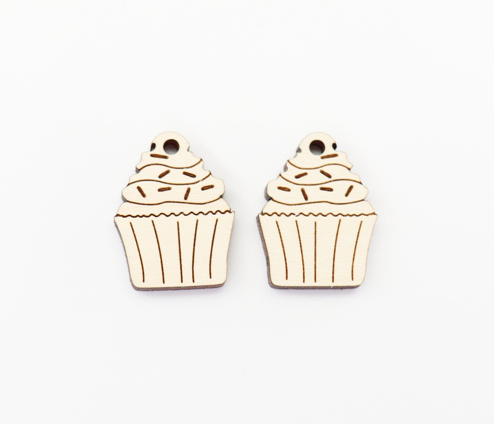 Cupcake earring blanks, wood earring blanks