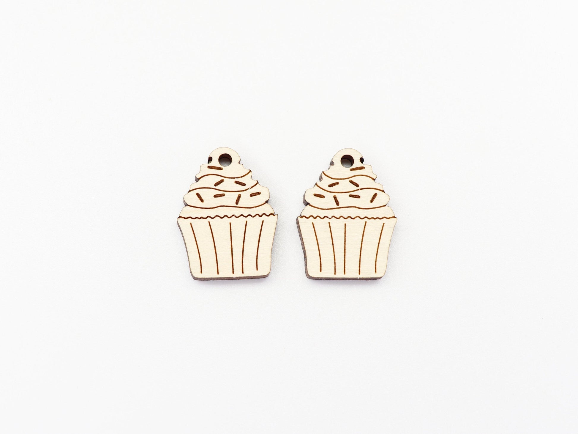 Cupcake earring blanks, wood earring blanks