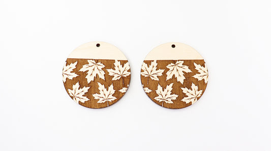 Maple leaf earring blanks, wood earring blanks