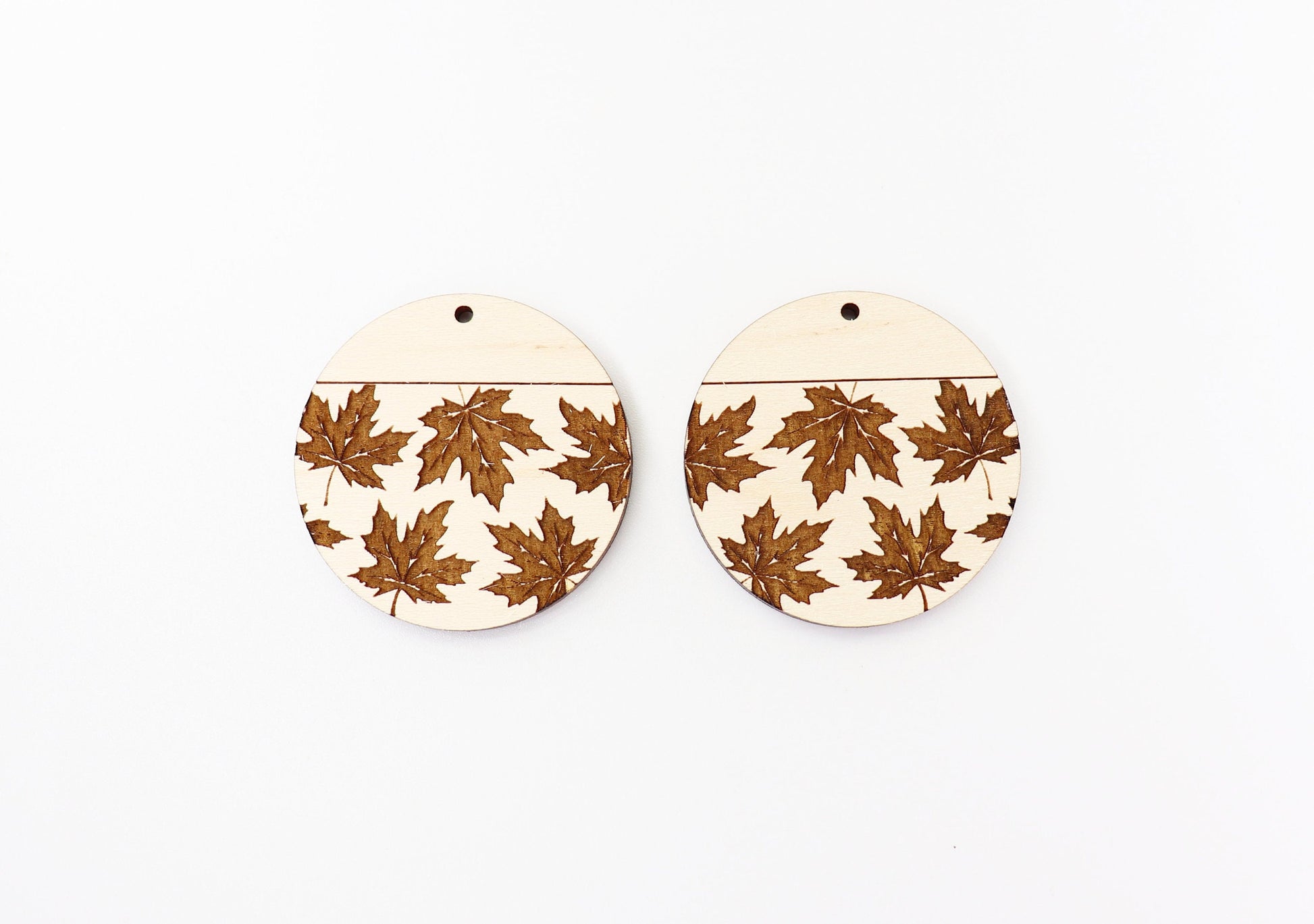 Round Maple leaf earring blanks, wood earring blanks