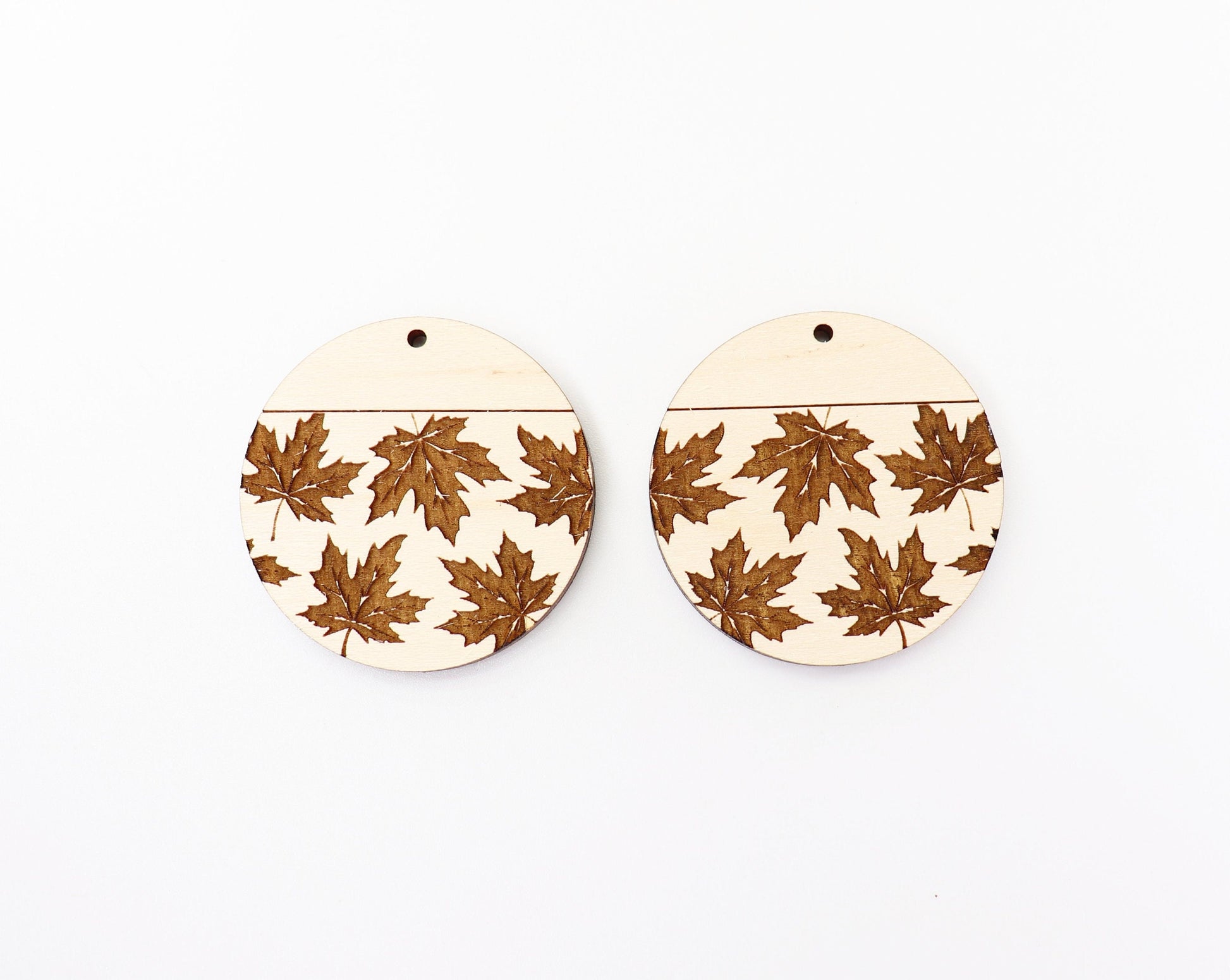 Round Maple leaf earring blanks, wood earring blanks