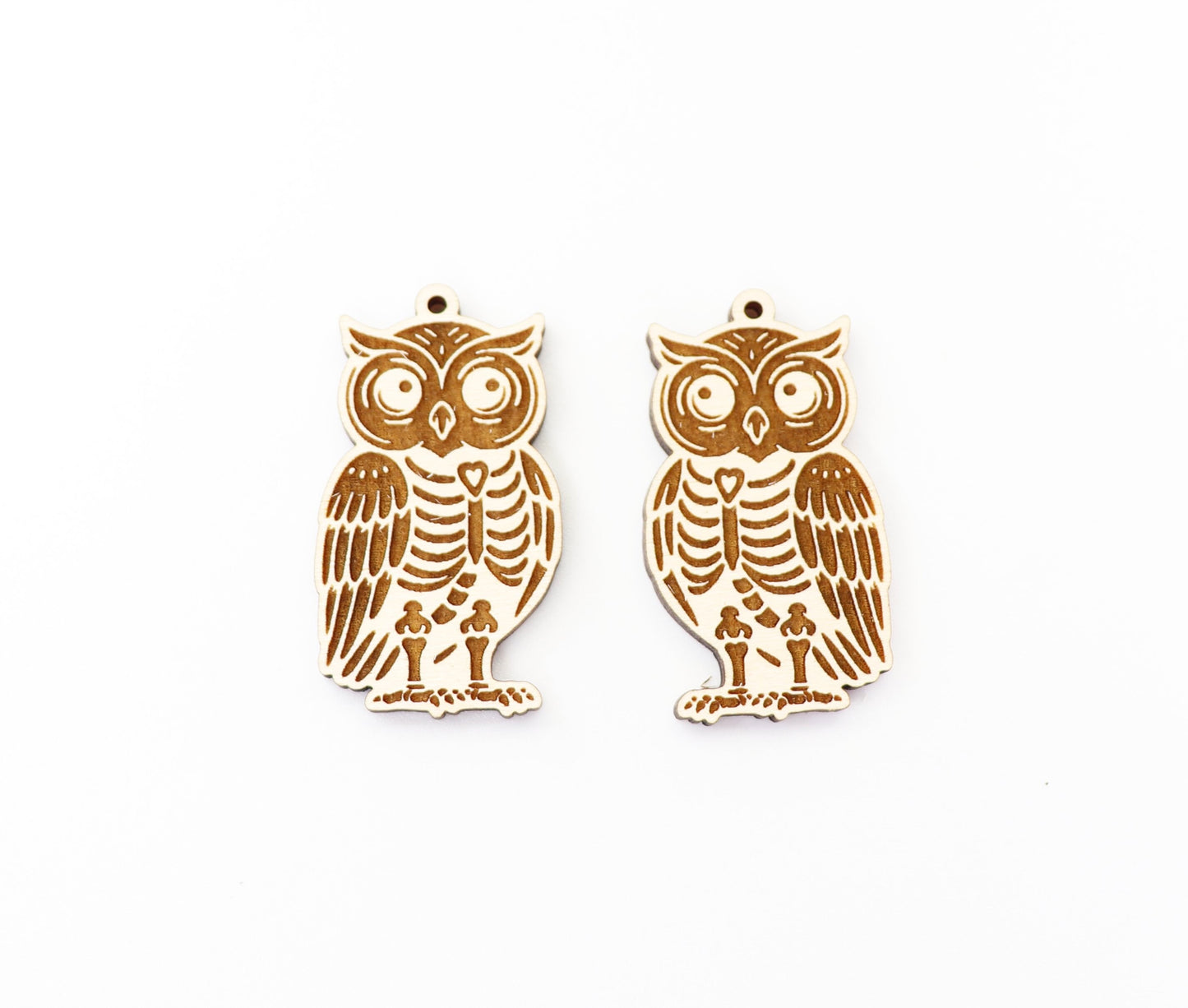 Owl skeleton earring blanks, wood blanks