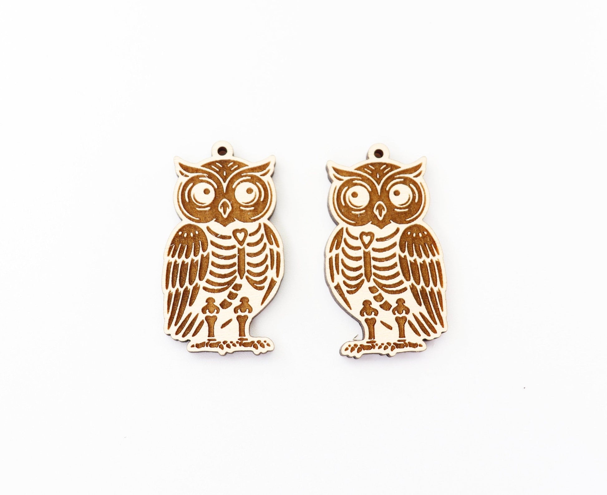 Owl skeleton earring blanks, wood blanks