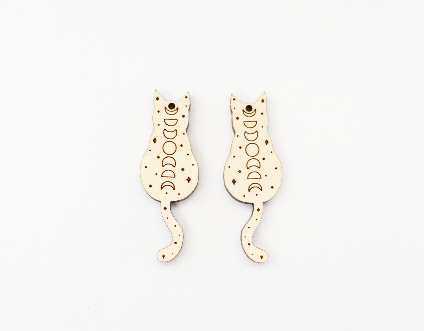 Moon phase Cat earring blanks, wood earring blanks