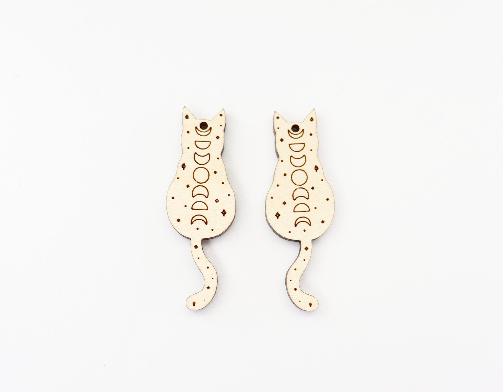 Moon phase Cat earring blanks, wood earring blanks