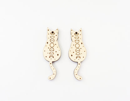 Moon phase Cat earring blanks, wood earring blanks