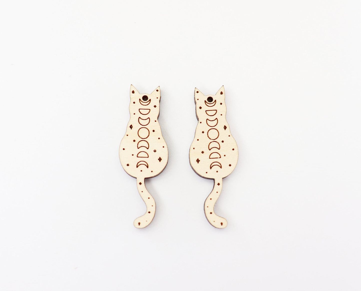 Moon phase Cat earring blanks, wood earring blanks