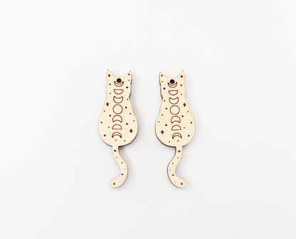 Moon phase Cat earring blanks, wood earring blanks