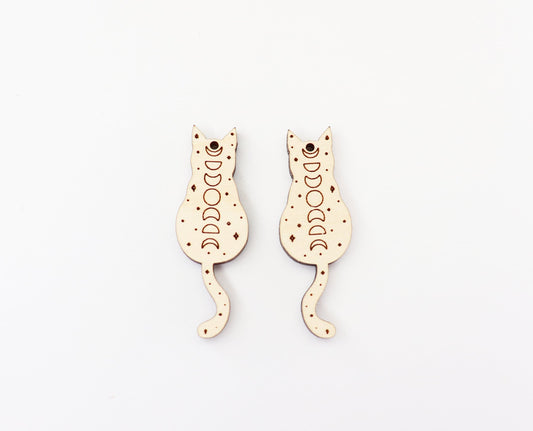 Moon phase Cat earring blanks, wood earring blanks