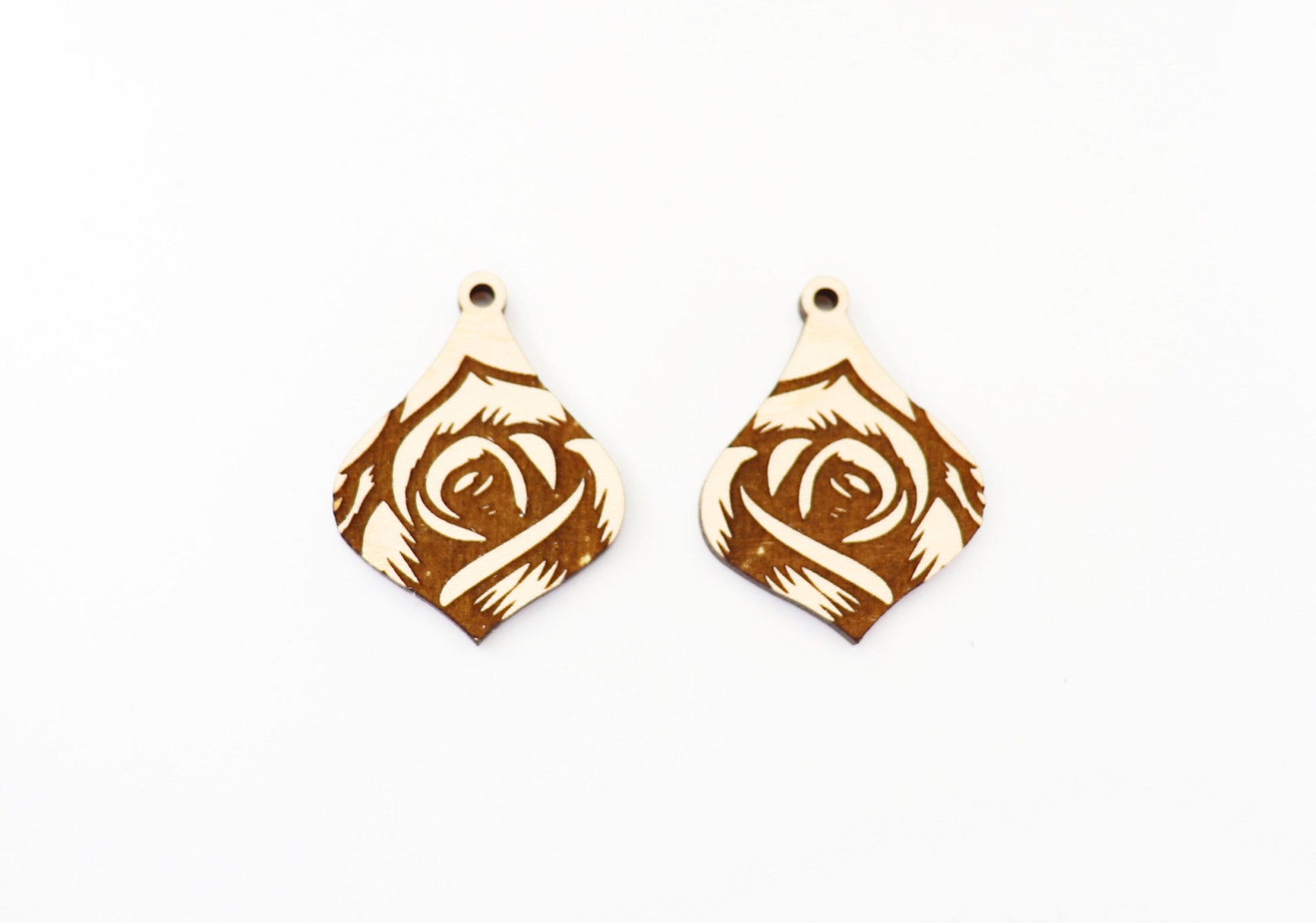 Rose earring blanks, DIY earrings, wood earring blanks