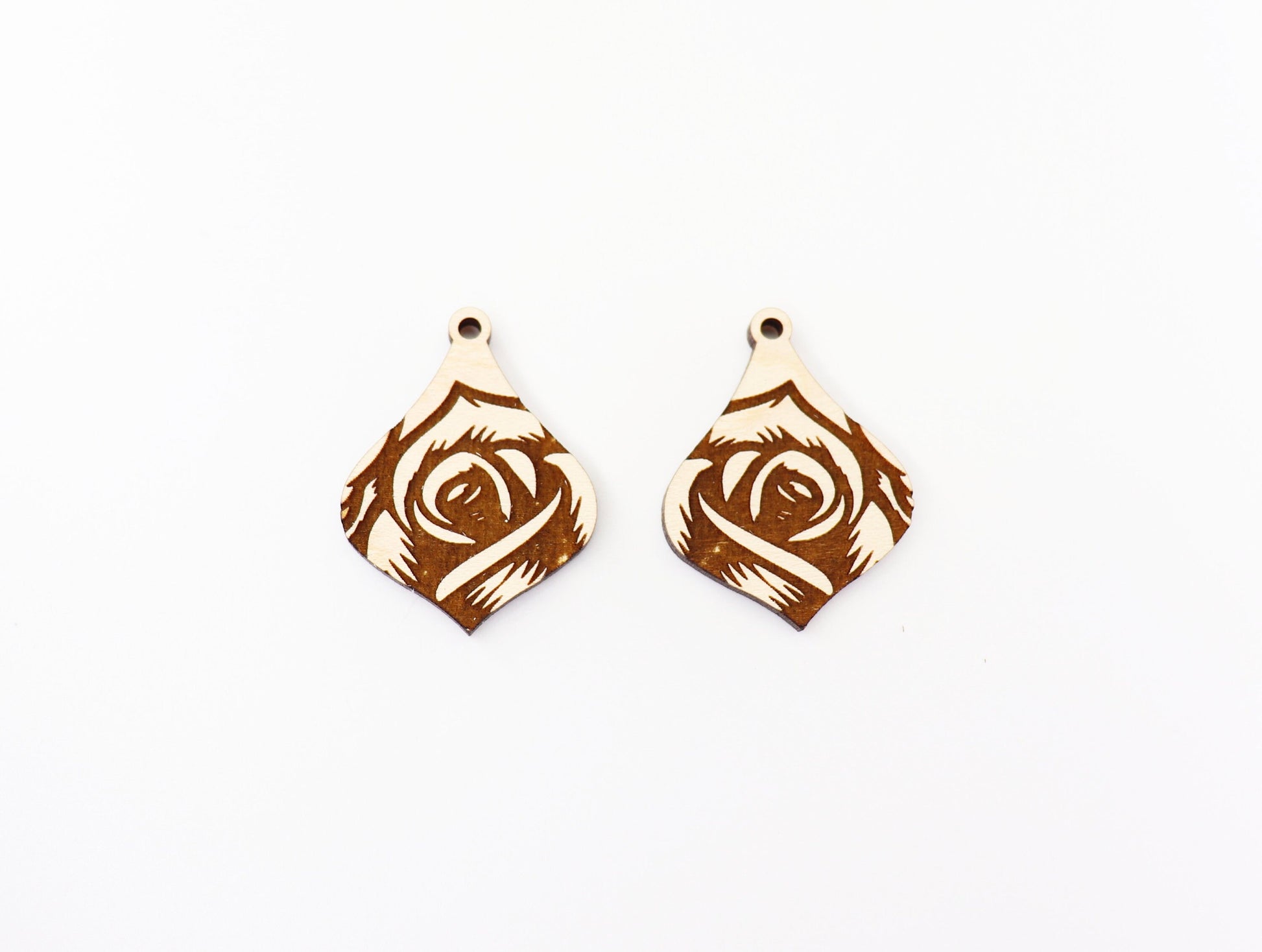 Rose earring blanks, DIY earrings, wood earring blanks