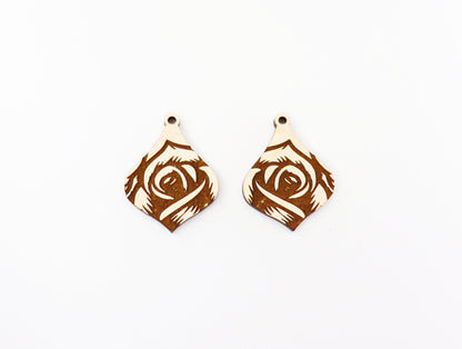 Rose earring blanks, DIY earrings, wood earring blanks