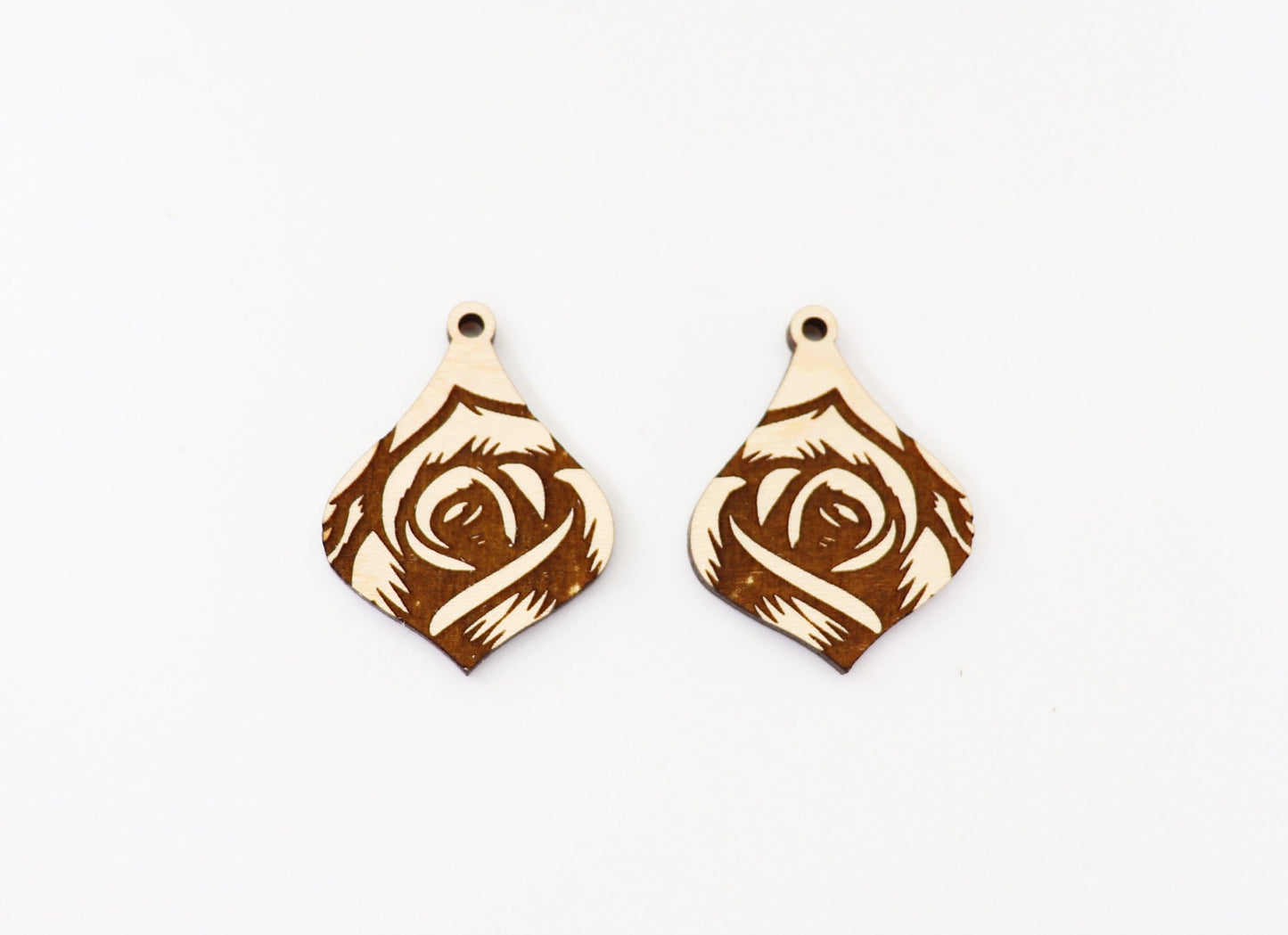 Rose earring blanks, DIY earrings, wood earring blanks