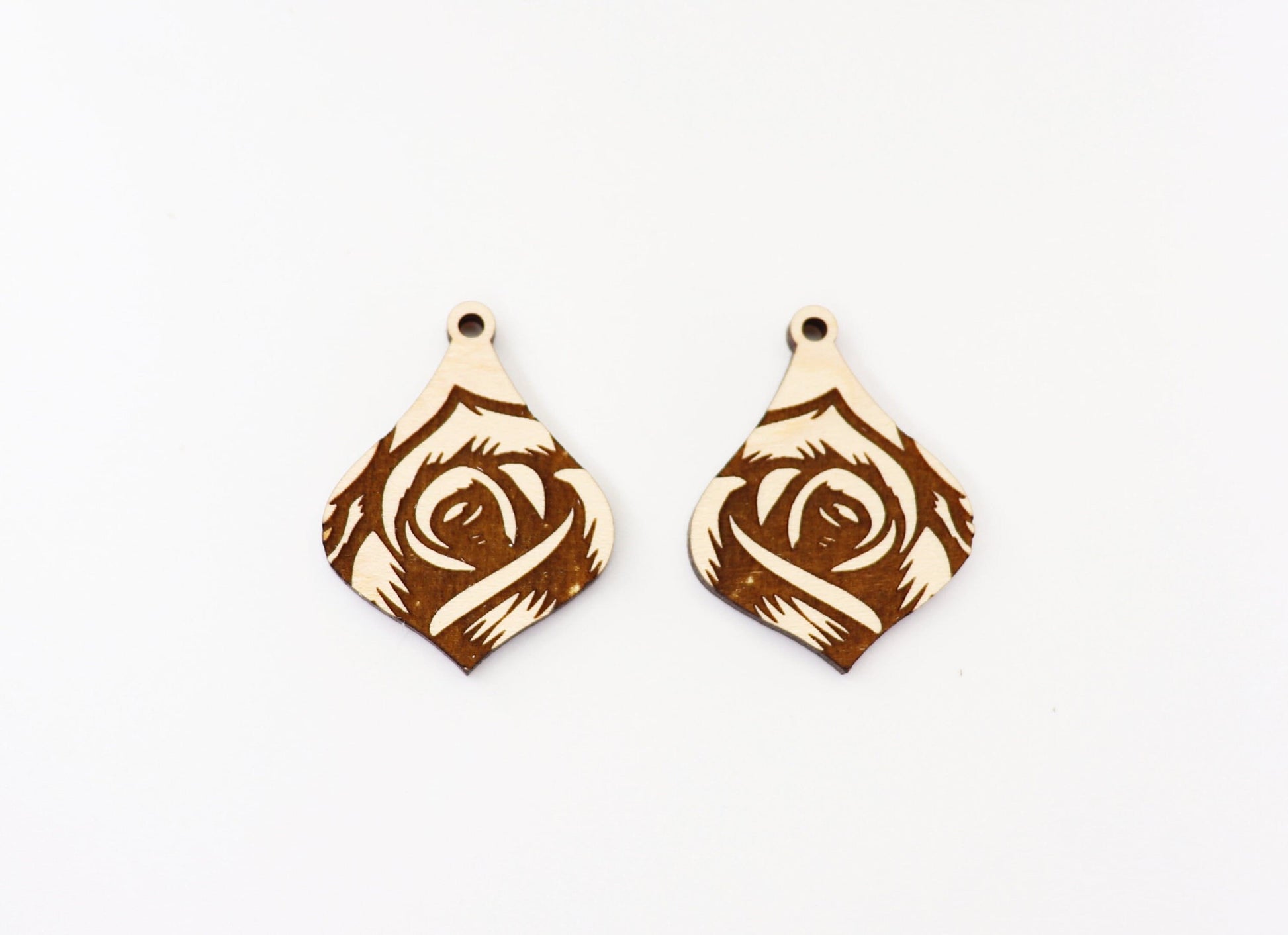 Rose earring blanks, DIY earrings, wood earring blanks