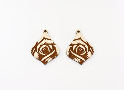 Rose earring blanks, DIY earrings, wood earring blanks