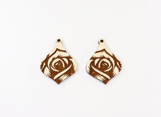 Rose earring blanks, DIY earrings, wood earring blanks