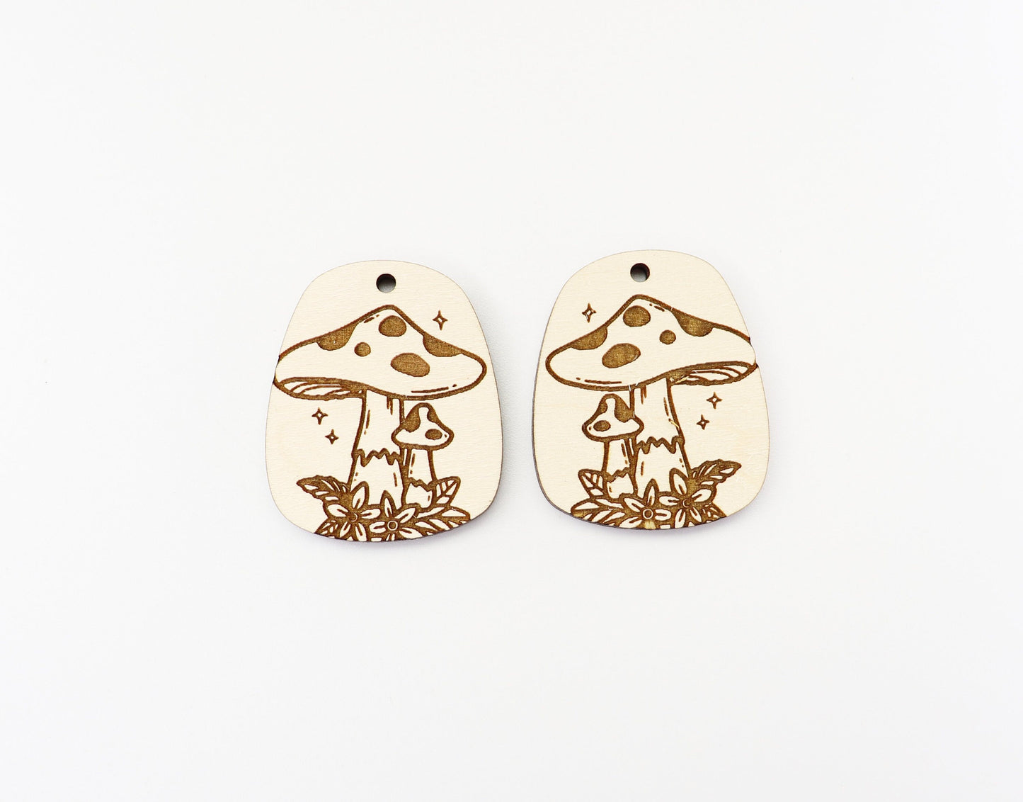 Mushroom earrings, wood earring blanks