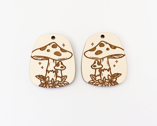 Mushroom earrings, wood earring blanks