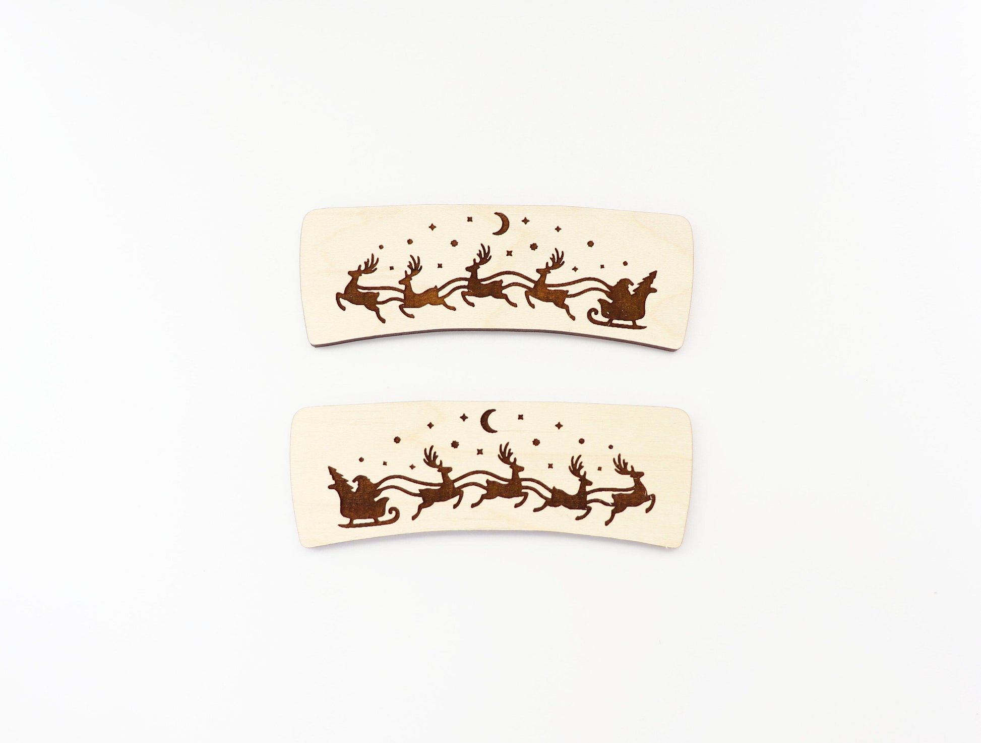 Santa's sleigh Christmas Hair clip blanks, wood blanks