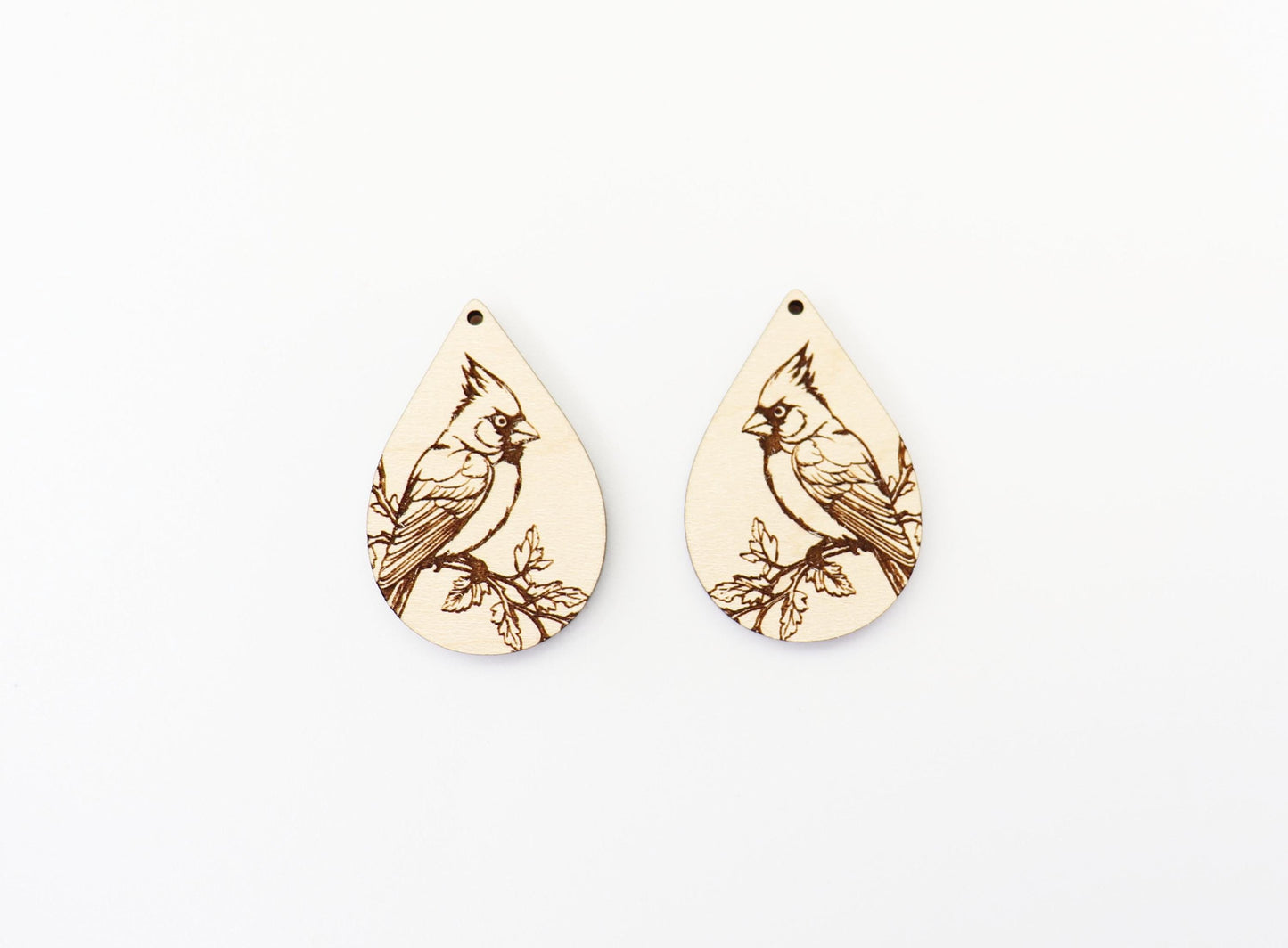 Bird wood earring blanks, wood blanks, cardinal blanks