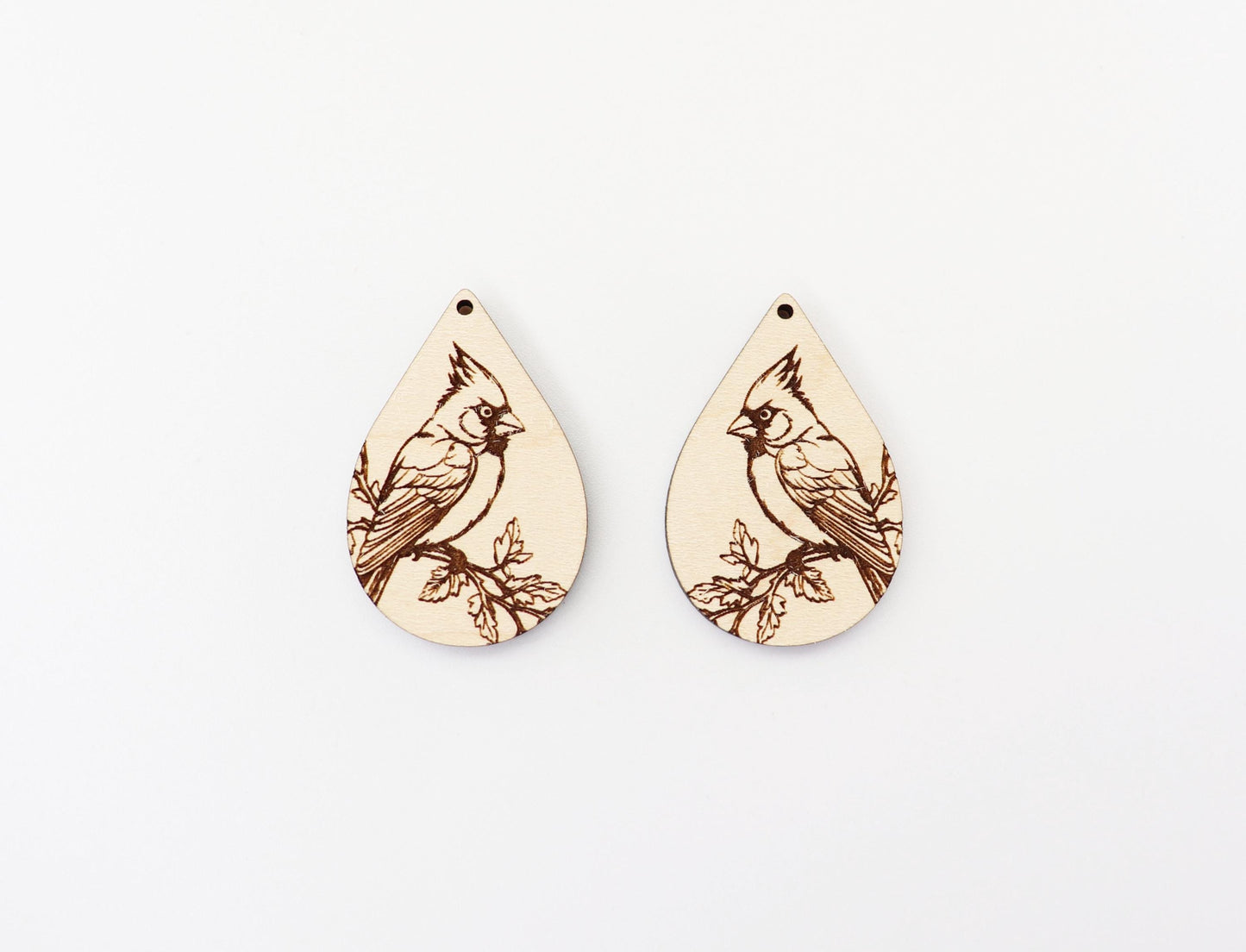 Bird wood earring blanks, wood blanks, cardinal blanks