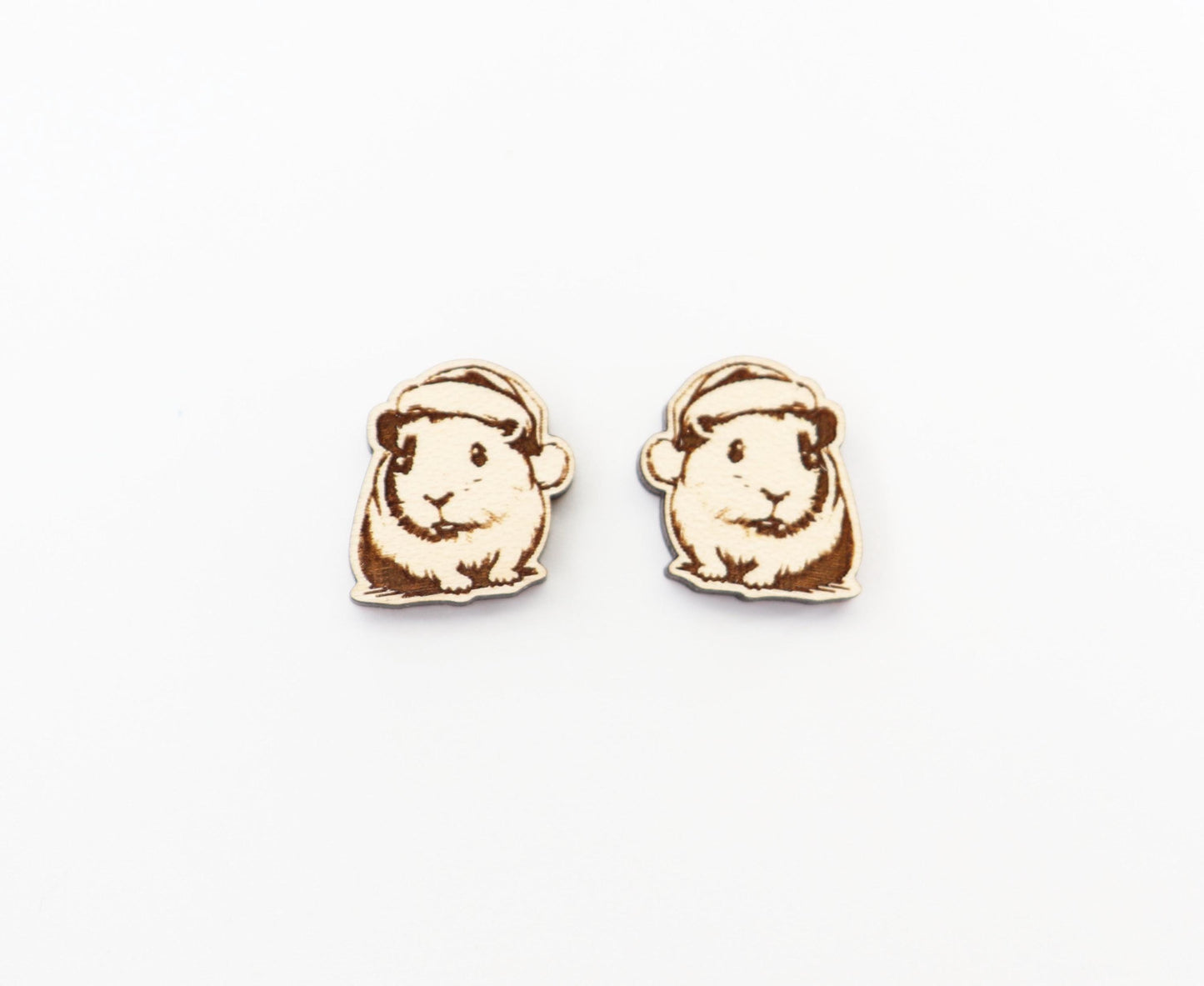 Guinea Pig Christmas stud blanks, wood earring blanks