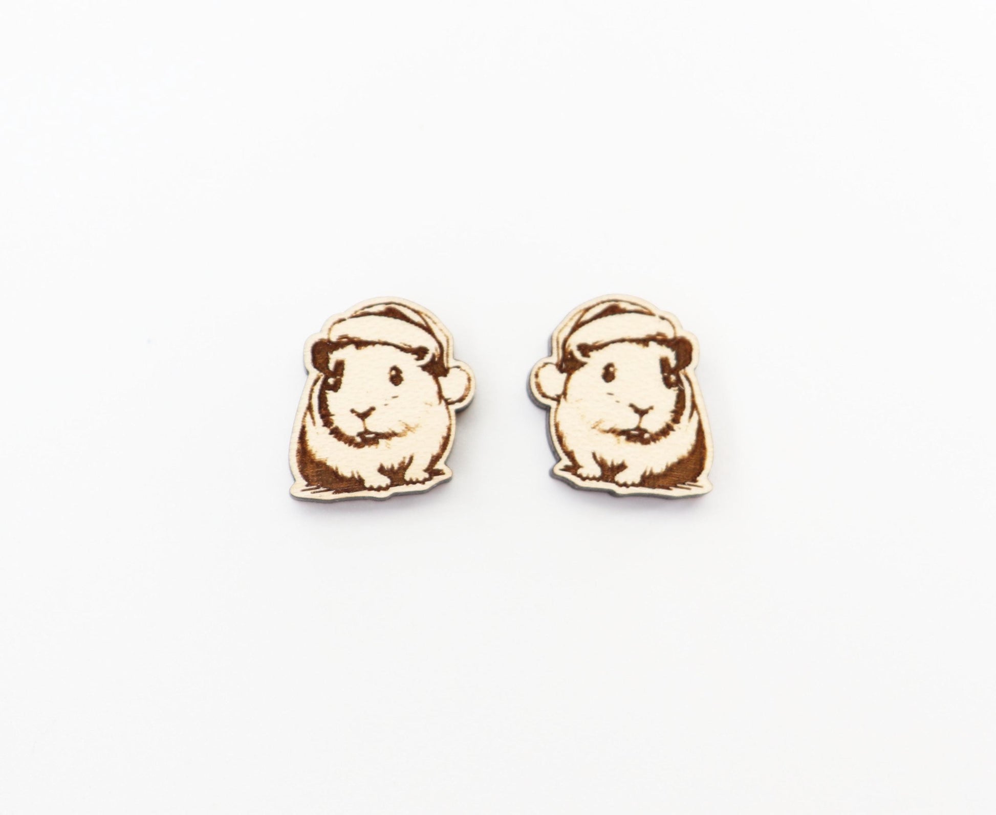 Guinea Pig Christmas stud blanks, wood earring blanks